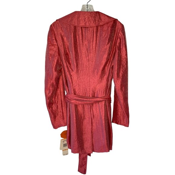 •SOLD•NINE WEST Azalea Shiny Pink Vintage Button-Up Short Dress Jacket NWT Small - Picture 6 of 8